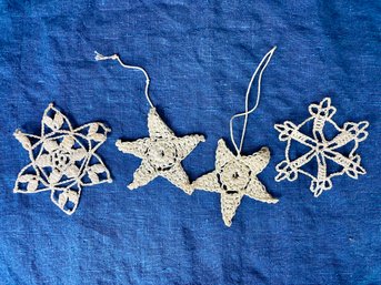 Star Light Star Bright...vintage Handmade Lace Star & Snowflake Ornaments