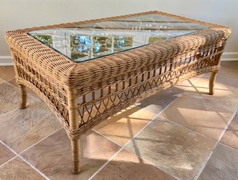 Glass Topped Wicker Coffee Table By BenchCraft
