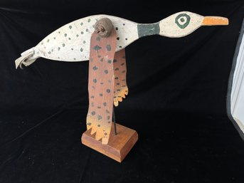 Wood Carved Hand Painted Seagull Sculpture