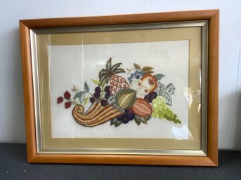 Embroidered Cornucopia Frame Art