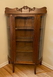 Oak Glass Front Three Shelf Display Cabinet