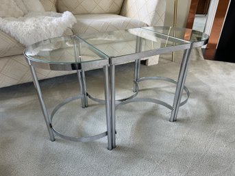Mid Century Style Chrome 3-piece Coffee Table