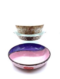 Pairing Of Vintage Arabia Finland Bakeware & Yin Yang Hand-painted Serving Bowl