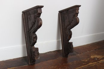 Vintage Carved Wooden Corbels