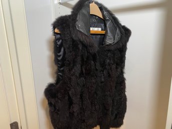 New Zealand Opossum Vest With Leather Collar By Andrew Marc