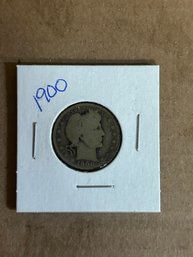 Beautiful 1900 Barber Quarter, Silver Coin