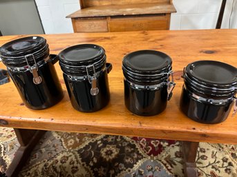 4 Piece Black Locking Canisters By - OGGI Corp.