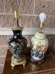 Lot Of Two Oriental Lamps (shades Not Included)