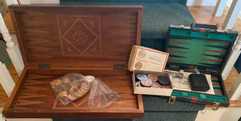 Two Backgammon Games And Wooden Checkers