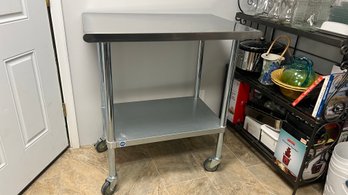 NSF Stainless Steel Work Table With Undershelf On Casters