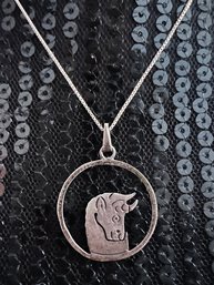 Mexico 925 Sterling Necklace With Bull Head Pendant