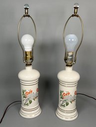 Vintage Hand Painted Floral Lamps