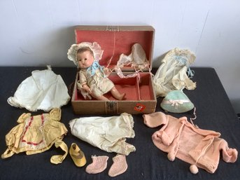 Very Early Doll In Storage Box