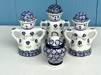 Handmade Polish Pottery Salt & Pepper Shakers