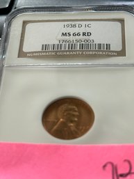 Lincoln Reverse Wheat  (1909-1958)  1938 D 1C  MS66 RD