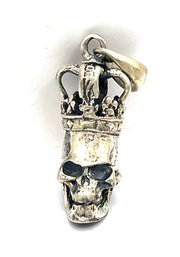 Amazing Sterling Silver Skull With Crown Pendant