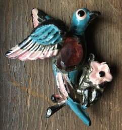 MCM Mid Century Catalin Bakelite Hard Plastic Hummingbird Bird Pin / Brooch