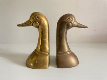 Pair Of Brass Duck Bookends Lot 2