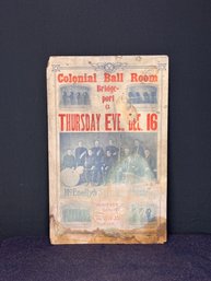Vintage Bridgeport Colonial Ballroom Poster For McNelly's X Orchestra