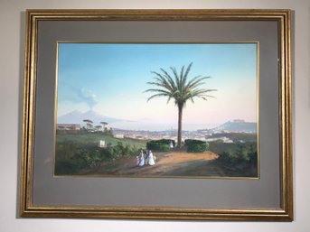 Gorgeous Large Antique Painting - Italian Signed Capodimonte And Something Illegible Under That - VERY NICE !