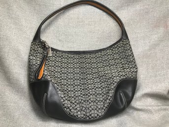 Very Nice - Like New COACH Hobo Style Bag - Small C's Coach Fabric With Leather Trim Details - Nice Bag