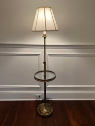 Freestanding Bronze Floor Lamp With Glass Shelf