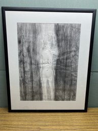 Framed And Matted Nude Woman Pencil Drawing.