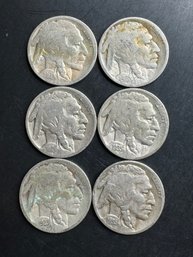 6 Buffalo Nickels 1916, 1917, 1923, 1928, 1935, 1935-D