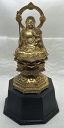 Very Fine JIZO BODHISATTVA 24K Gold Plated Bronze Buddha Sculpture- By Oshuya Ibi Mikojuro