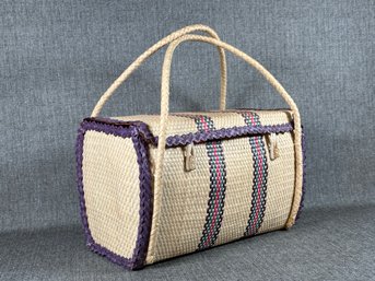 A Fantastic Woven Tote With A Striped Design