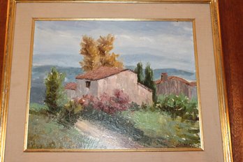 Chiarini House Oil On Canvas 26.5 X 23