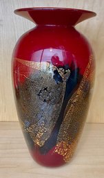 Red Nourot Signed Glass Vase