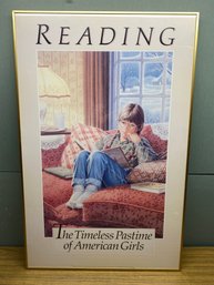 American Girl Framed Poster. Reading The Timeless Pastime Of American Girls. 1990 Pleasant Company.