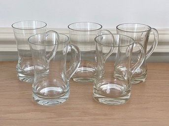 Five Clear Glass Beer Mugs