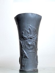 KAYSERZINN Antique German Pewter Vase Art Nouveau Iris Flowers