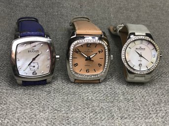 Three Ladies Watches - All With Mother Of Pearl Dials - Two Nice SKAGEN And One Paul Peugeot - All Need Batts