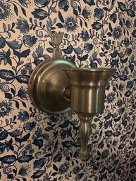 Pair Of Candlestick Wall Sconces With Hurricane Glasses