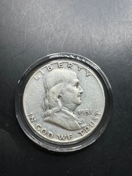 1951 Benjamin Franklin Silver Half Dollar