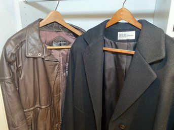 Bill Blass Mens Dress Coat And Members Only Leather Jacket