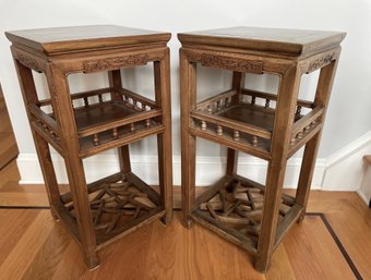 Pair 19th Century Kuang Xu Era Jumu Wood Accent Tables - Retail $2600