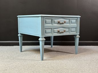 A Mid-Century Side Table In Blue Paint