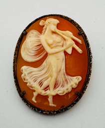 VINTAGE 800 SILVER SHELL CARVED CAMEO PENDANT OR BROOCH