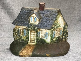 Fantastic Antique Country Cottage Cast Iron Door Stop By JOHN WRIGHT - Original Paint - Cast In USA - Nice !