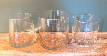 Trio Of Decorative Glass Display Bowls / Vases