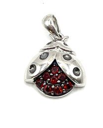 Precious Sterling Silver Red Gemstone Lady Bug Pendant