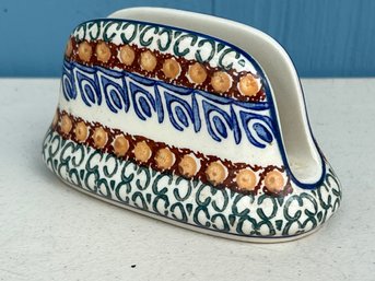 Handmade Polish Pottery Napkin Holder