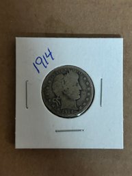 Beautiful 1914 Barber Quarter, Silver Coin