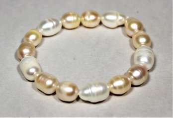 Genuine Cultured Pearl Pink And White Expandable Bracelet