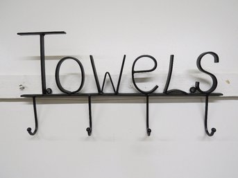 Wrought Metal 'Towels' Wall Rack For The Bathroom, Guest Room, Kids Room (or Your Husband)