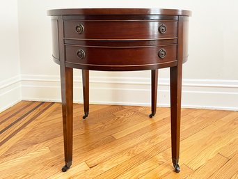 A Vintage Two Drawer Leather Top Library Table